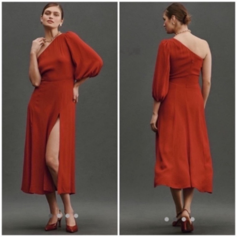 Reformation Red One-Shoulder Midi Dress